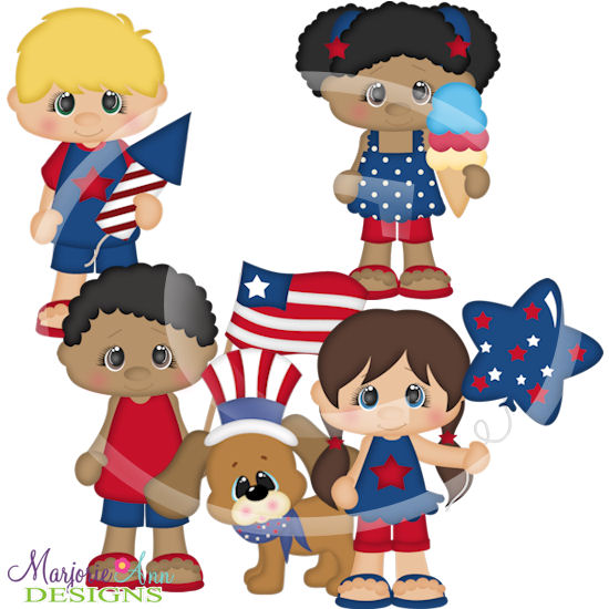 Patriotic Kids SVG Cutting Files + Clipart - Click Image to Close